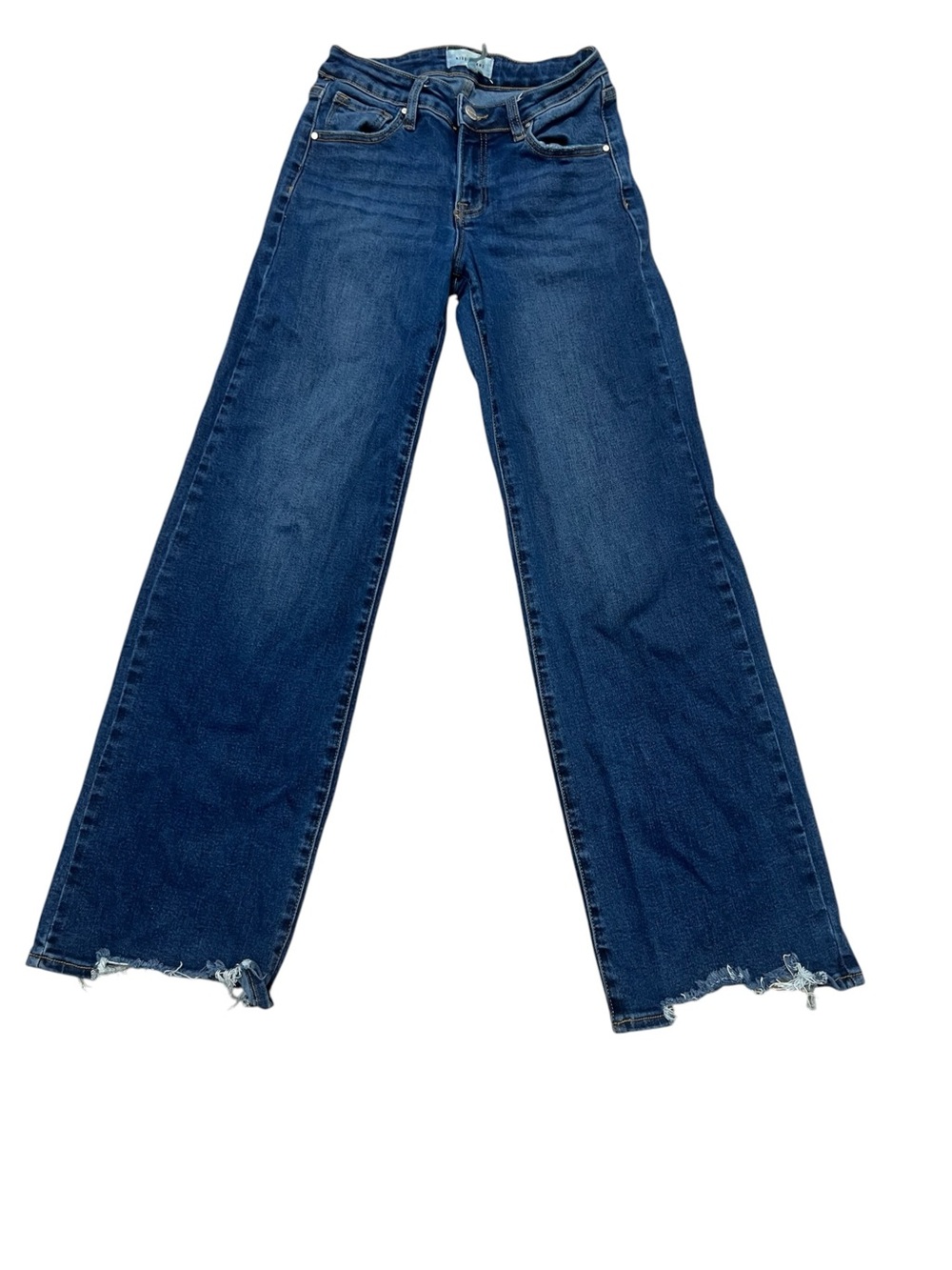 RISEN High Rise Wide Leg Jeans Medium Wash Raw Hem Size 3/26